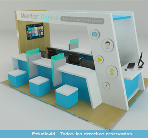 diseño de stand de servicios para centro comercial