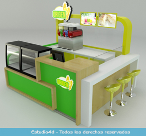 Mueble isla para venta de pasteles