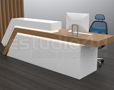 Mueble de recepción con iluminación