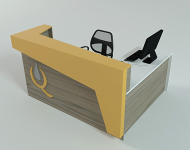 mueble de recepcion con logo